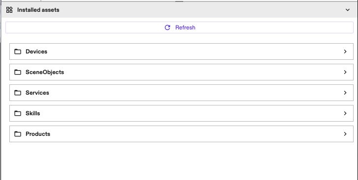 Installed assets Panel