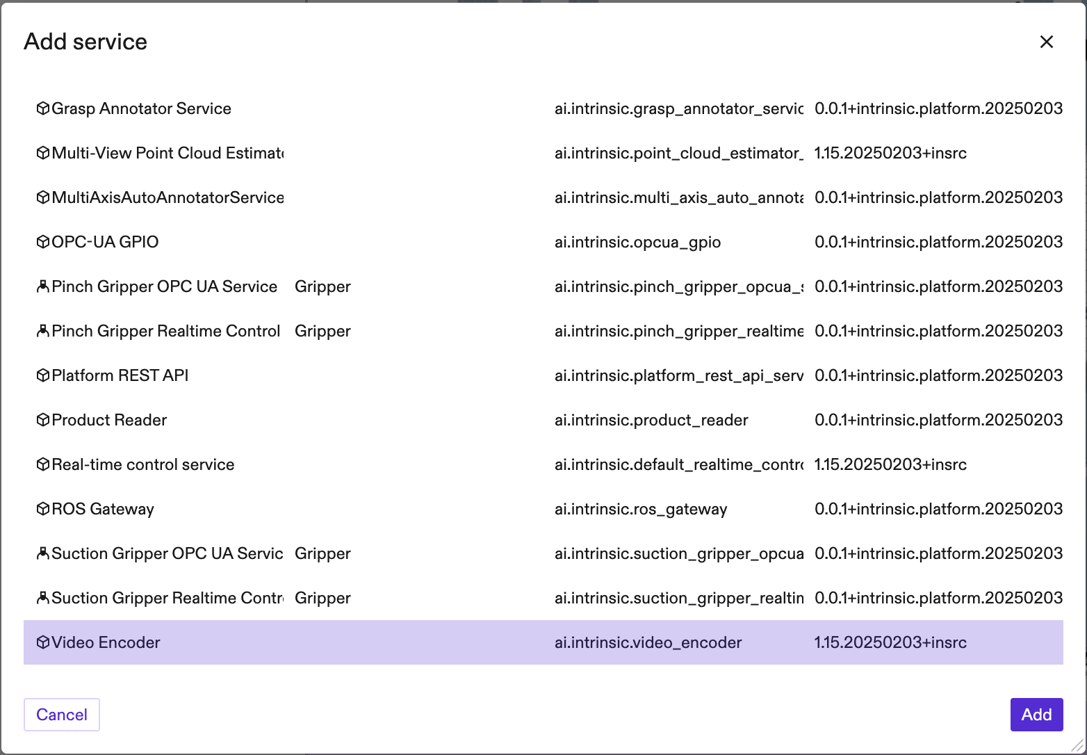 Add video service from catalog