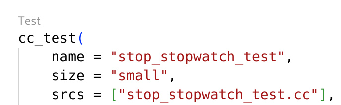 CodeLens above stop_stopwatch_test