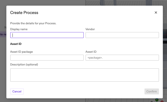 Empty Process metadata dialog