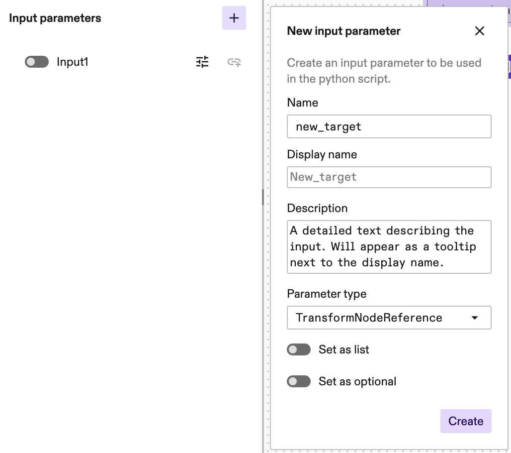 Create an input parameter