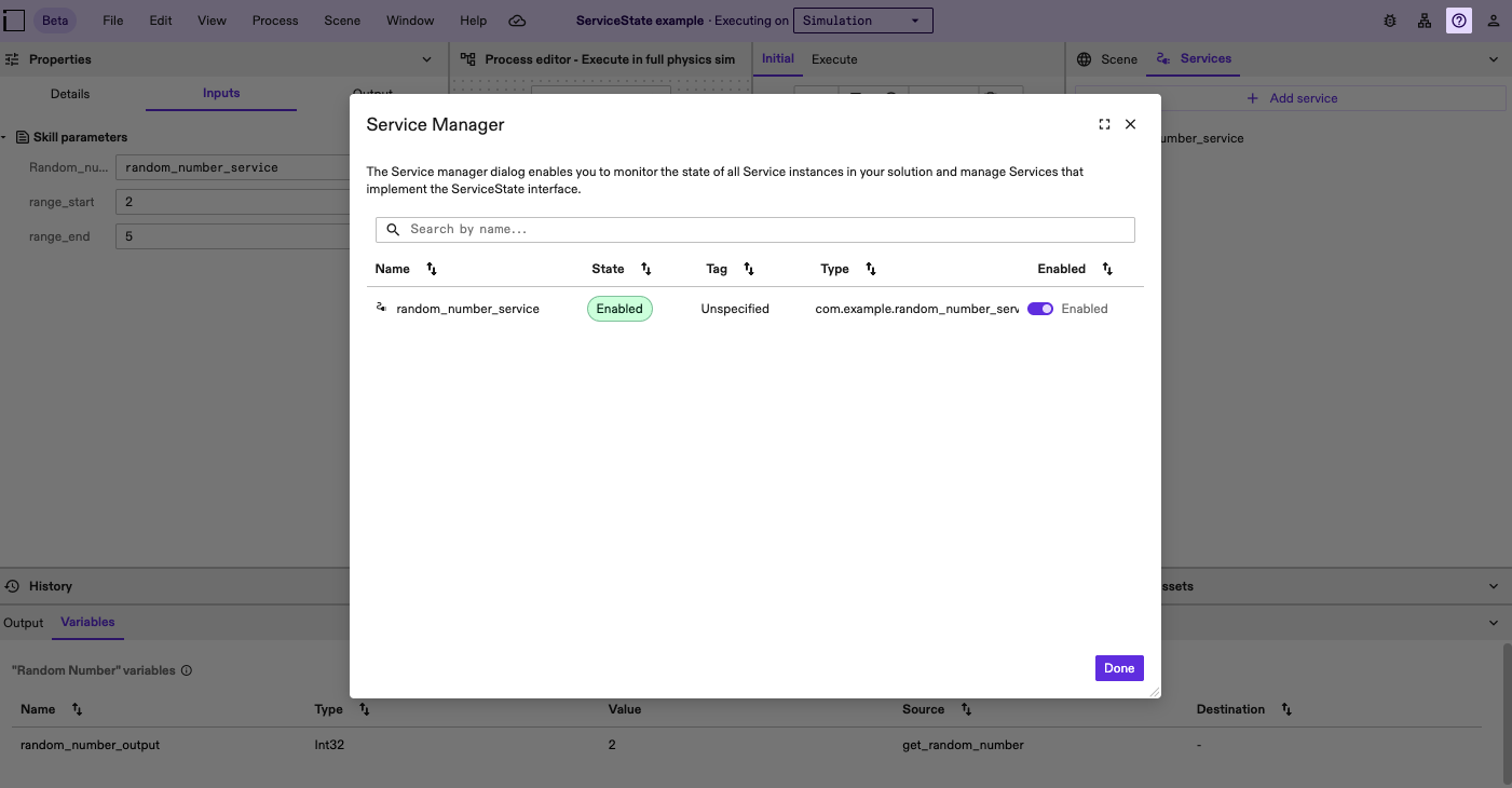 Service Manager random_number_service enabled