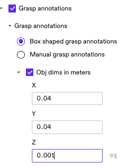 Enter object dimensions