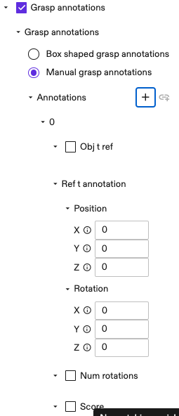 Manual grasp annotations