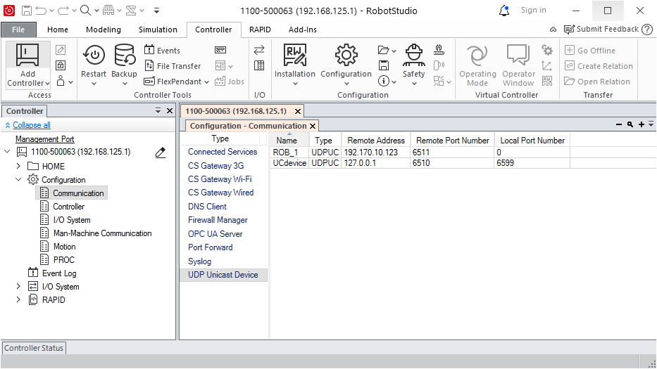 communication config
