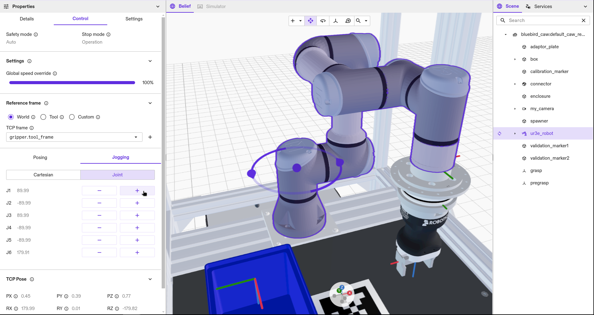 Joint jogging the robot