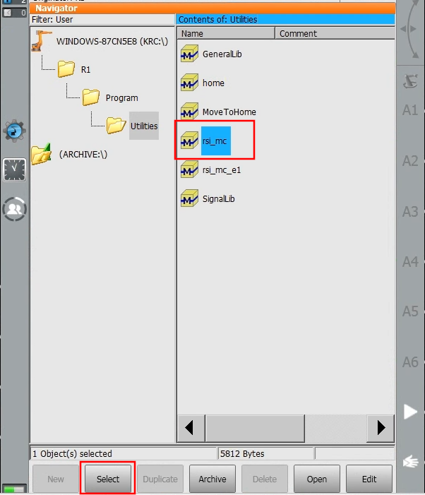 Select the RSI_MC program