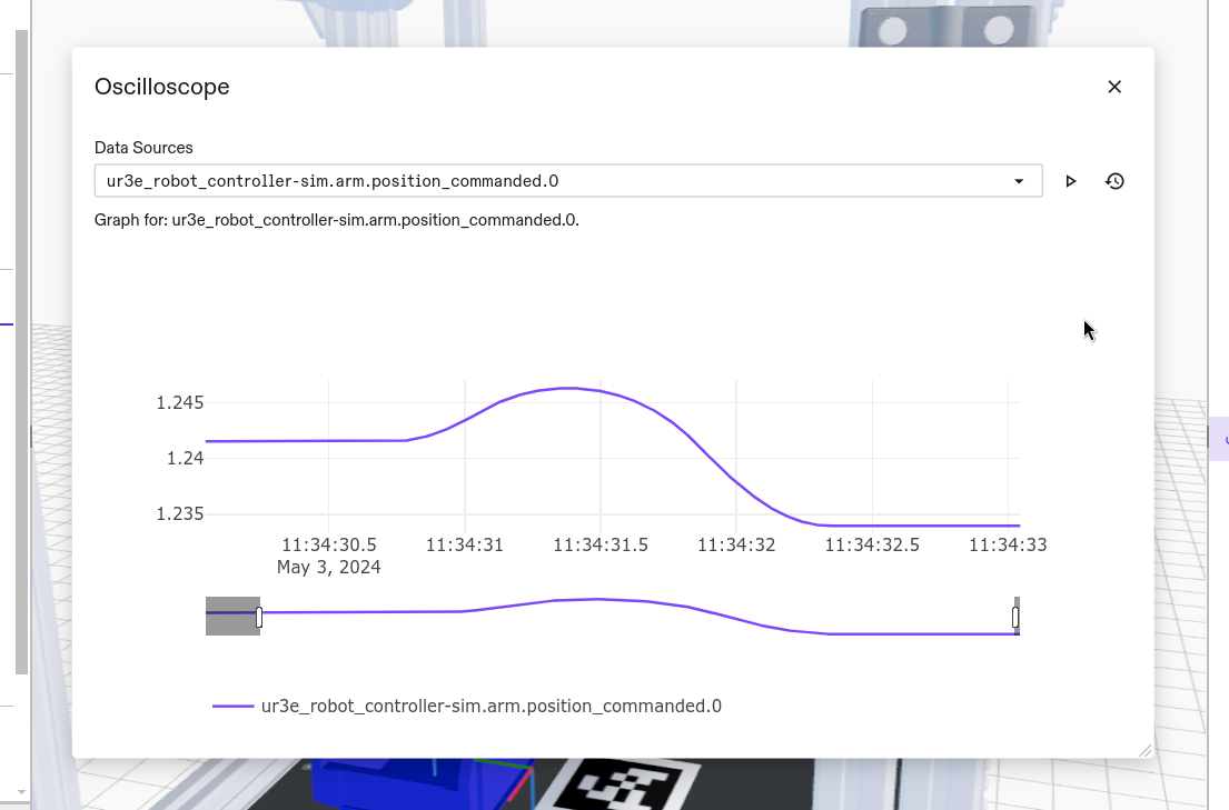 Using the oscilloscope to inspect robot state values
