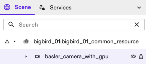 Select camera in scene tree