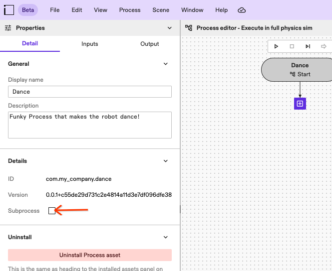 Subprocess checkbox in Process details tab unchecked