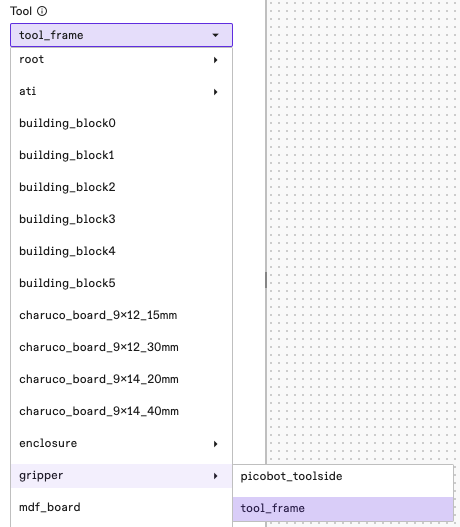 Tool frame selection