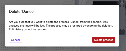 Confirmation to uninstall Process from details