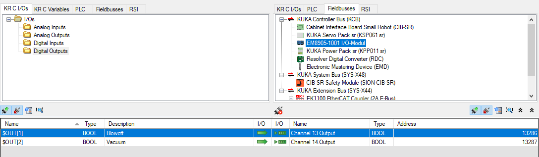 WorkVisual I/O mapping example